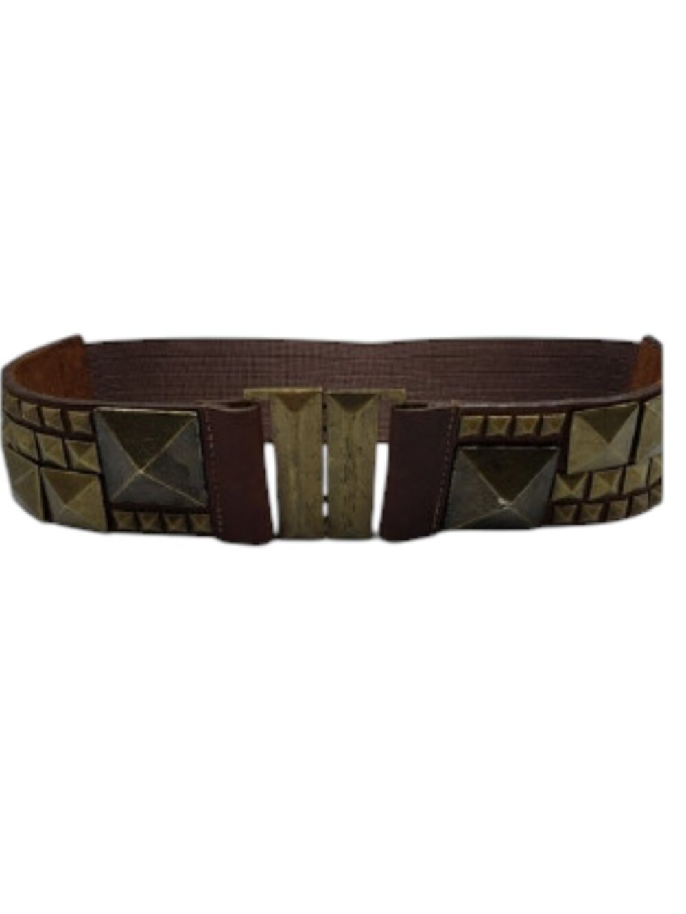 Leatherock Belt Women's Size Small Brown Studded Leather with Elastic Back